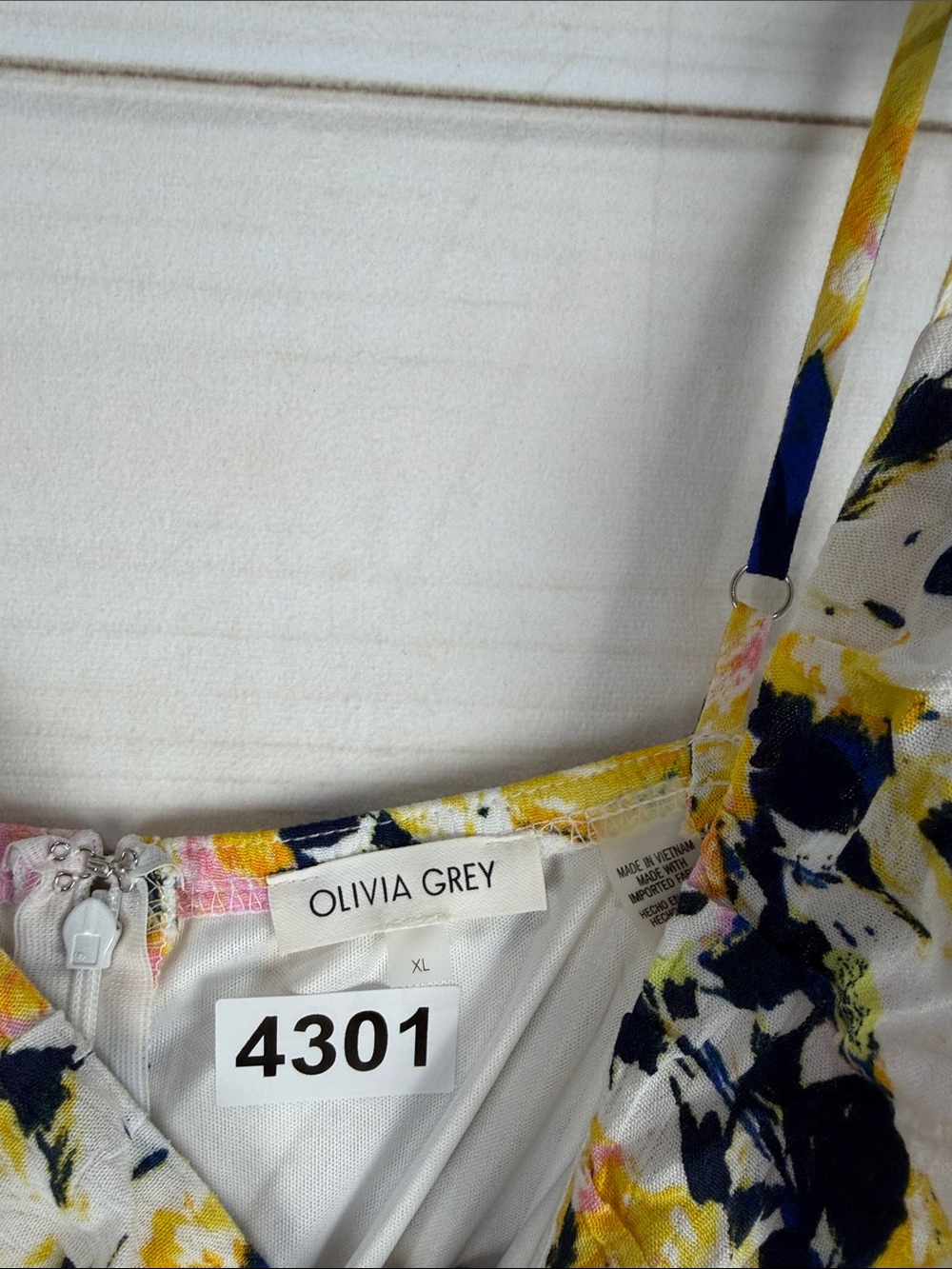 NWT Olivia Grey Maxi Dress — Yellow & Pink Floral XL - Picture 5 of 9